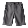 thumbnail image 5 of LIIPEE Girls Boys Dress Shorts Solid Color Stretch Button Uniform Shorts With Pockets Kids Breathable Fishing Shorts,Grey,17-18 Years, 5 of 5