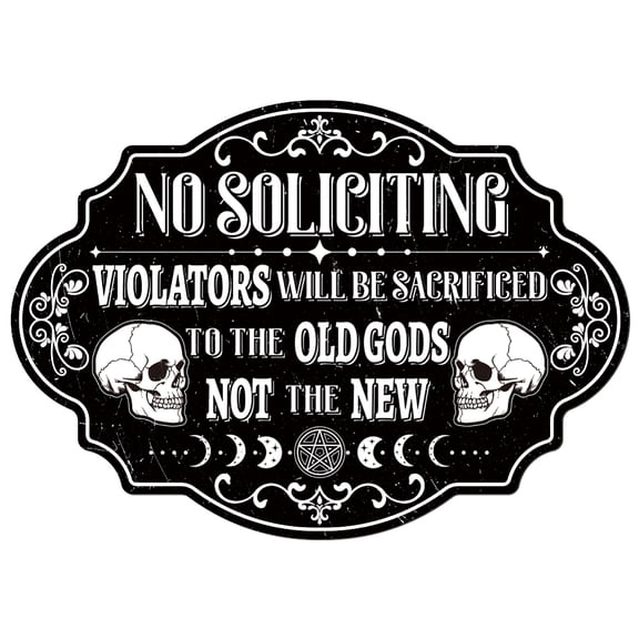Vintage No Soliciting Metal Tin Sign 15x10.6 Inch Funny Retro Home Shop Cafe Pub Office Door Tin Sign Dark Humor Wall Art Poster Plaque Decor