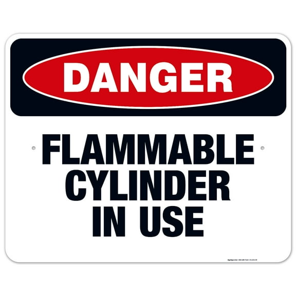 Danger Flammable Cylinder In Use Sign, OSHA Danger Sign, 24x30 Aluminum