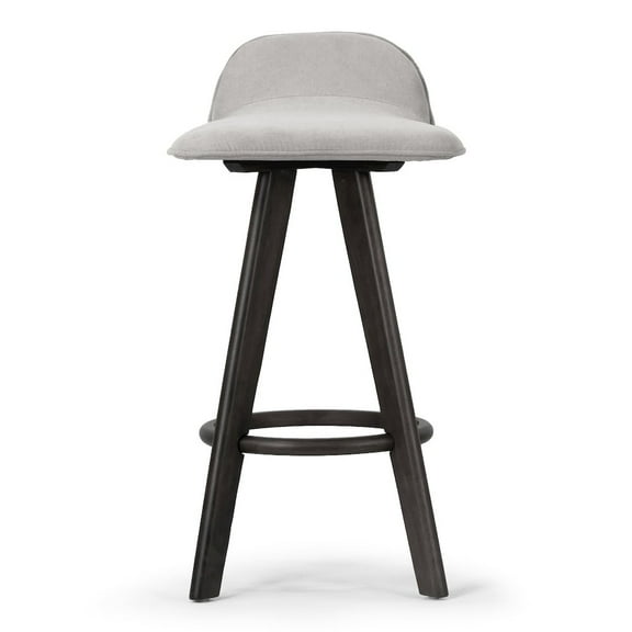 Set of 2 Asta Black Rubberwood Counter Stool with Low Back Fabric Seat