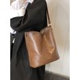 thumbnail image 5 of Bolso retro de gran capacidad de alta gama para mujer, nuevo bolso de hombro bajo el brazo para otoño/invierno 2024, bolso de trabajo tipo cubo, 5 of 5
