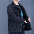 thumbnail image 5 of Chaqueta vaquera de otoño con botones para hombre, chaqueta vaquera gris para hombre, de tela negra, de Corea, venta al por mayor, a bordo, de marca Rock, 5 of 5