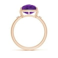 thumbnail image 2 of ANGARA Natural Cushion 4 ct Amethyst Cocktail Ring with Bezel Diamonds in 14K Rose Gold for Women (Size-10mm) | February Birthstone, Anniversary, Jewelry Gift for Women | Natural Amethyst Ring, 2 of 9
