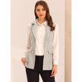 thumbnail image 2 of Chaqueta sin mangas con solapa de tweed a cuadros para mujer con bolsillos Blanco XL, 2 of 6