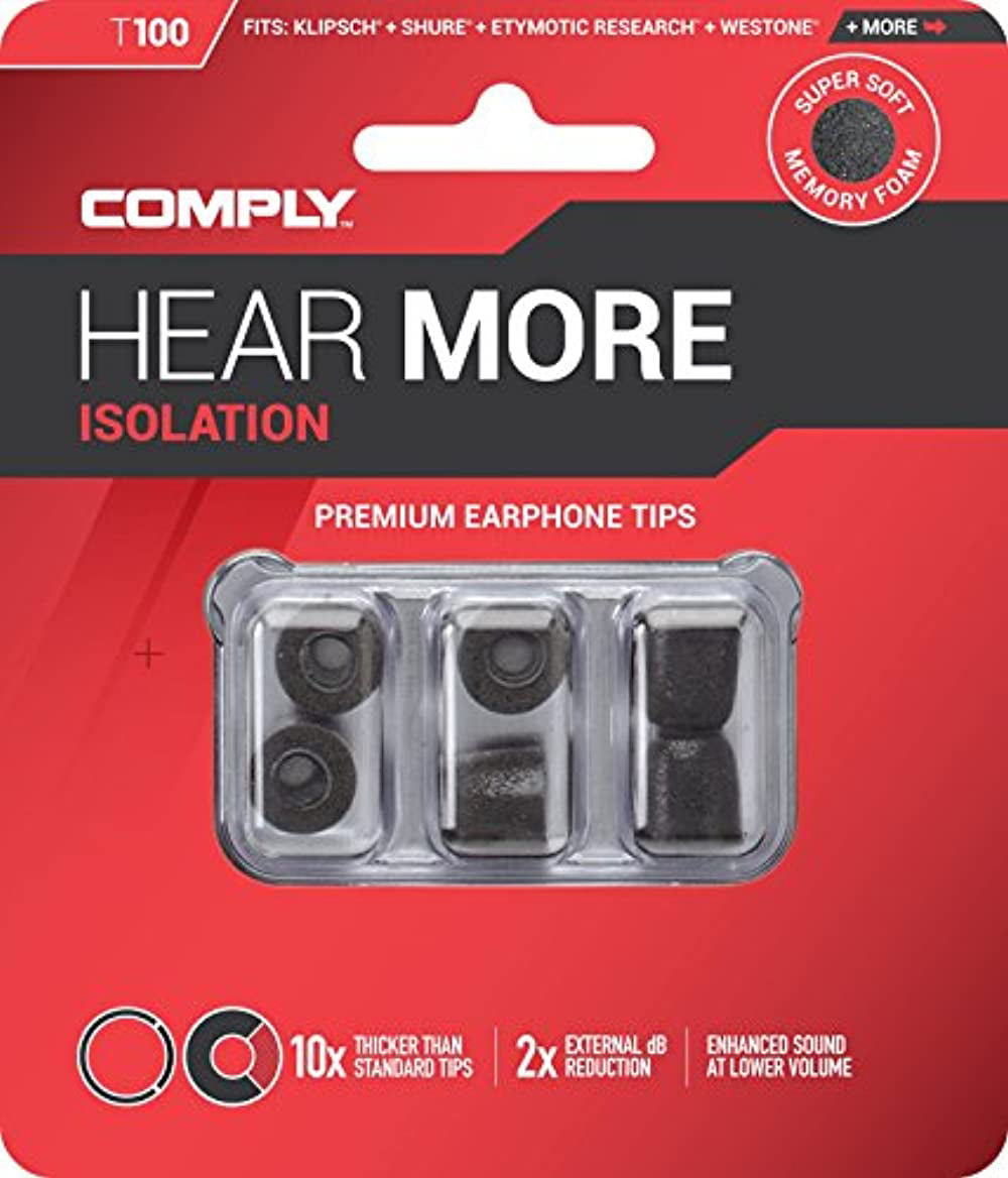 Rowkin Soft Replacement Earbud Tips T-600 SoundPEATS QY7 &More Comply Isolation Noise Cancelling Memory Foam Earphone Tips for 1More Triple Driver & Quad Driver Large, 3 Pair Bose SoundTrue Ultra