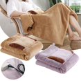 thumbnail image 1 of Electric Heated USB Throw Over Blanket Large Warm Washable Fleece Winter Warming Purple, 1 of 4