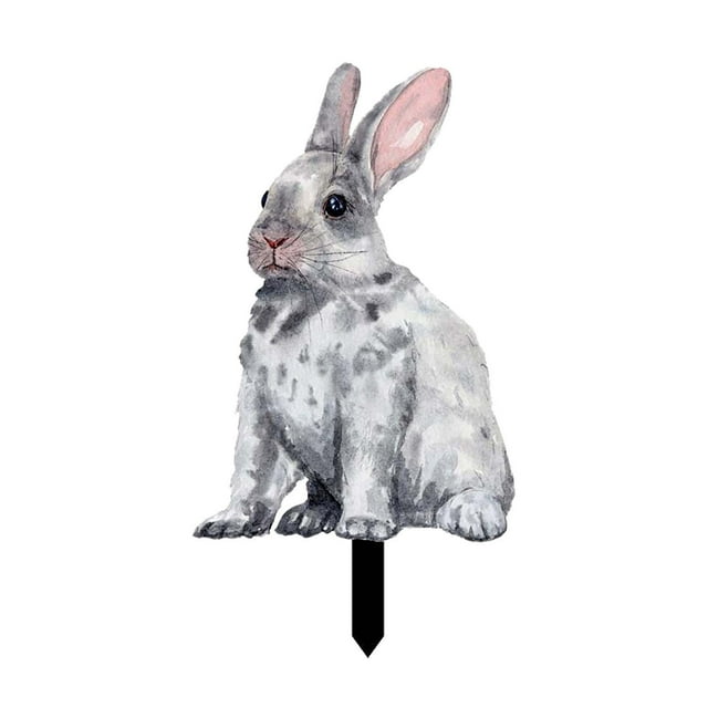 TIELUTT Easter Garden Decorations Easter Egg Rabbit Ground Insert Flower for Chicken Holder Christmas Signs for Porch Yard Signs Customized Birthday Garden Flag Holder Stand with Solar Light