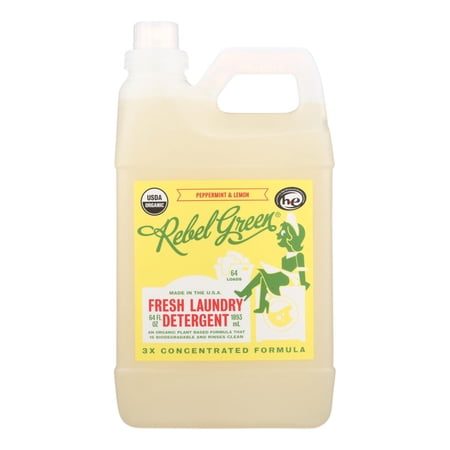 Rebel Green Laundry Detergent - Organic - Peppermint And Lemon - 64 Fl Oz (4 Pack)
