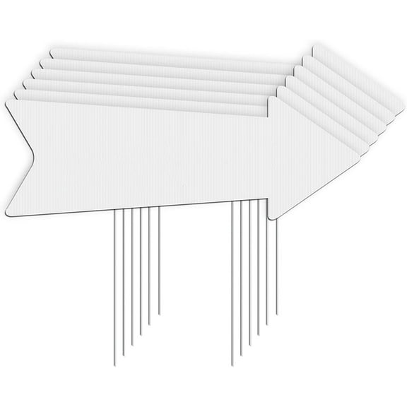 Happon Blank Arrow 17” x 6” Directional Yard Signs - Wedding & Party Guidepost Decorations (6 Count)