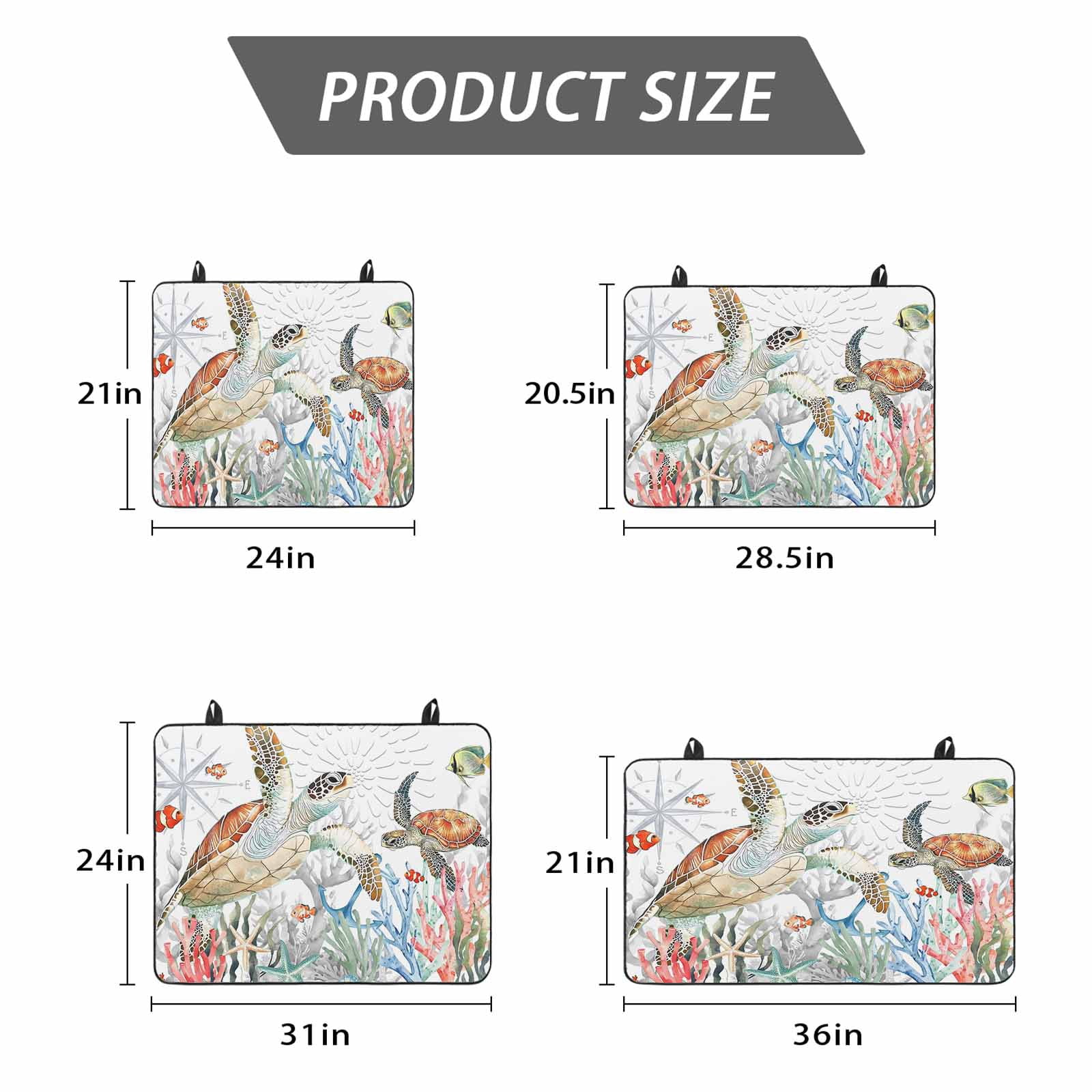 Brown Sea Turtle Coastal Stove Top Cover for Electric Stove, Heat-proof & Non Slip Glass Top Stove Cover Protector, Summer Beach Coral Starfish Nautical Kitchen Flat Cooktop Rubber Mat 24x21 Inches