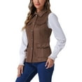 thumbnail image 4 of CHALECO SIN MANGAS DE SUEDE FALSO PARA MUJERES INSPIRE CHIC, CON BOTONES Y BOLSILLOS, COLOR CAFÉ, TAMAÑO L, 4 of 6