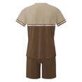 thumbnail image 5 of UVEASISHA Hawaiian Short Sets for Men 2 Piece Vacation Outfits Western Graphic Tee Color Block Tshirts and Short Set Brown L, 5 of 5