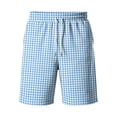 thumbnail image 4 of Delconic Men Gingham Plaid Quick Dry Casual Knee Length Shorts Elastic Drawstring Waist Side Pocket Loose Fit Short Pants For Summer Beach Daily Walking Outdoor Vacation Wear Sky Blue 4XL, 4 of 5