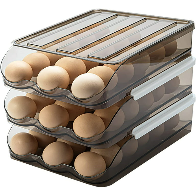 Egg Holder for Refrigerator 24 Grid,Drawer Type Egg Storage Box Plastic Egg  Fresh Storage Container Egg Organizer Case for Fridge