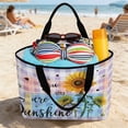 thumbnail image 2 of Summer Sunflowers Beach Bag for Women, Large Breathable Mesh Beach Tote Bag, Bees Pastoral Country Purple Plaid Sandproof Lightweight Travel Bags for Vacation Picnic Swimming Pool 15.7"x15.7"x9.1", 2 of 9