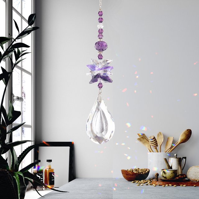Adornos colgantes de jardín con carillón de viento de cristal para interior y exterior (estilo E 1 pieza) Ehuebsd Libre de BPA