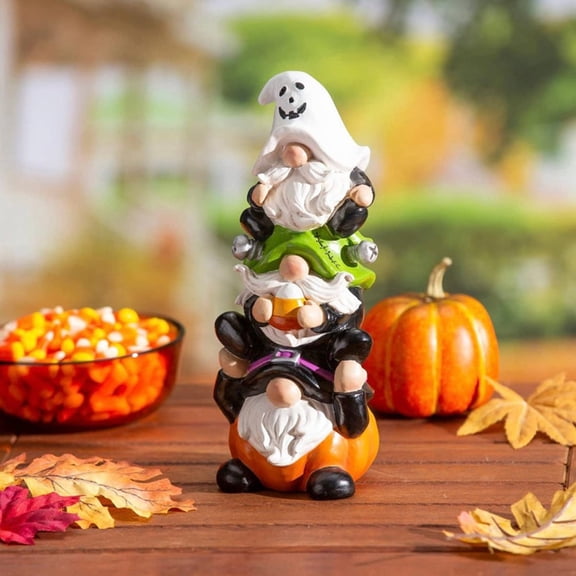 Garden Gnome Statue, Halloween Gnomes Outdoor Statues with Pumpkin Ghost, Funny Figurines Home Decor Outside Patio Yard Porch