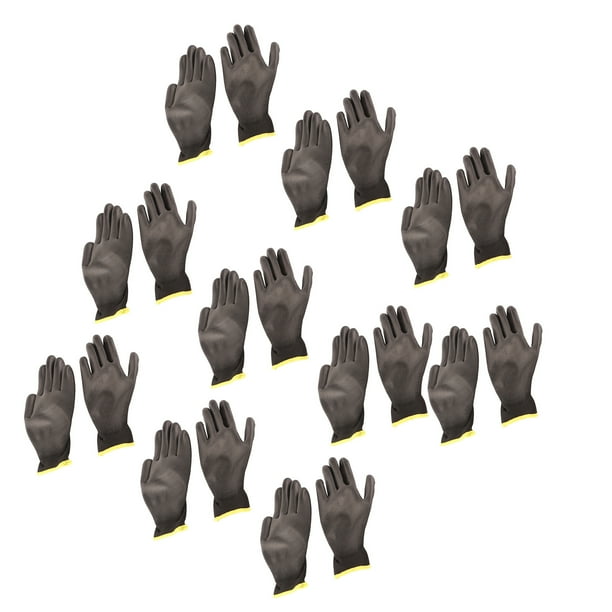 Guantes de Trabajo Seguridad Jadeshay 10 Pares Nylon Recubiertos PU Color Negro