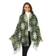 thumbnail image 3 of FORMRS Womens Scarf Winter Soft Long Big Warm Shawls Wrap Tassel Scarves, Green Snowflakes Pattern, 3 of 9