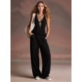 thumbnail image 2 of Two Piece Set for Women Summer Outfits Vacation Trendy Lounge Sets V Neck Matching Sets Black S, 2 of 6