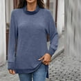 thumbnail image 2 of Women Turtleneck Shirts Plus Size Fashion Contrast Long Sleeve Loose Comfy T-Shirt Base Shirt Pullover Sweatshirt Navy XXL, 2 of 4