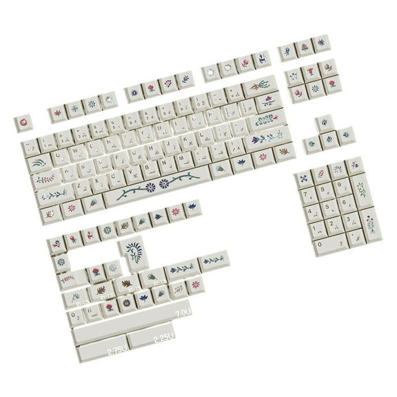 135PCS PBT Keycaps With Voynich Manuscript Designing Heat Sublimated For Gaming