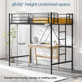 thumbnail image 3 of Zimtown Upgrated Twin Loft Bed with Ladder Metal Bunk Bed with Flat Step Ladder, Black, 3 of 10
