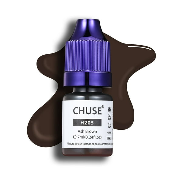 CHUSE Permanent Makeup Ink PMU Hybrid Liquid Eyebrow Pigments 0.24oz/7ml (H205 Ash Brown)