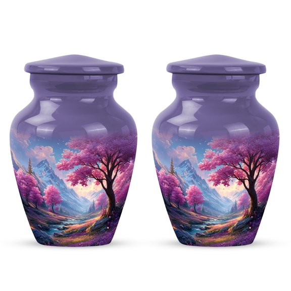 Yatskia Mountains at Spring Mini Funeral Keepsake Urns for Human Ashes Adult Male and Female, Little Memorial Keepsake Urn for Ashes Adult Dad, (Classic Pack of 2, 3 Inch)