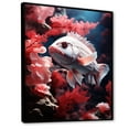 thumbnail image 2 of Designart "The Underwater Monochrome Dance Of Pink And Grey Fish I" Coastal Coral Under Water Floater Framed Wall Art Prints, 2 of 5