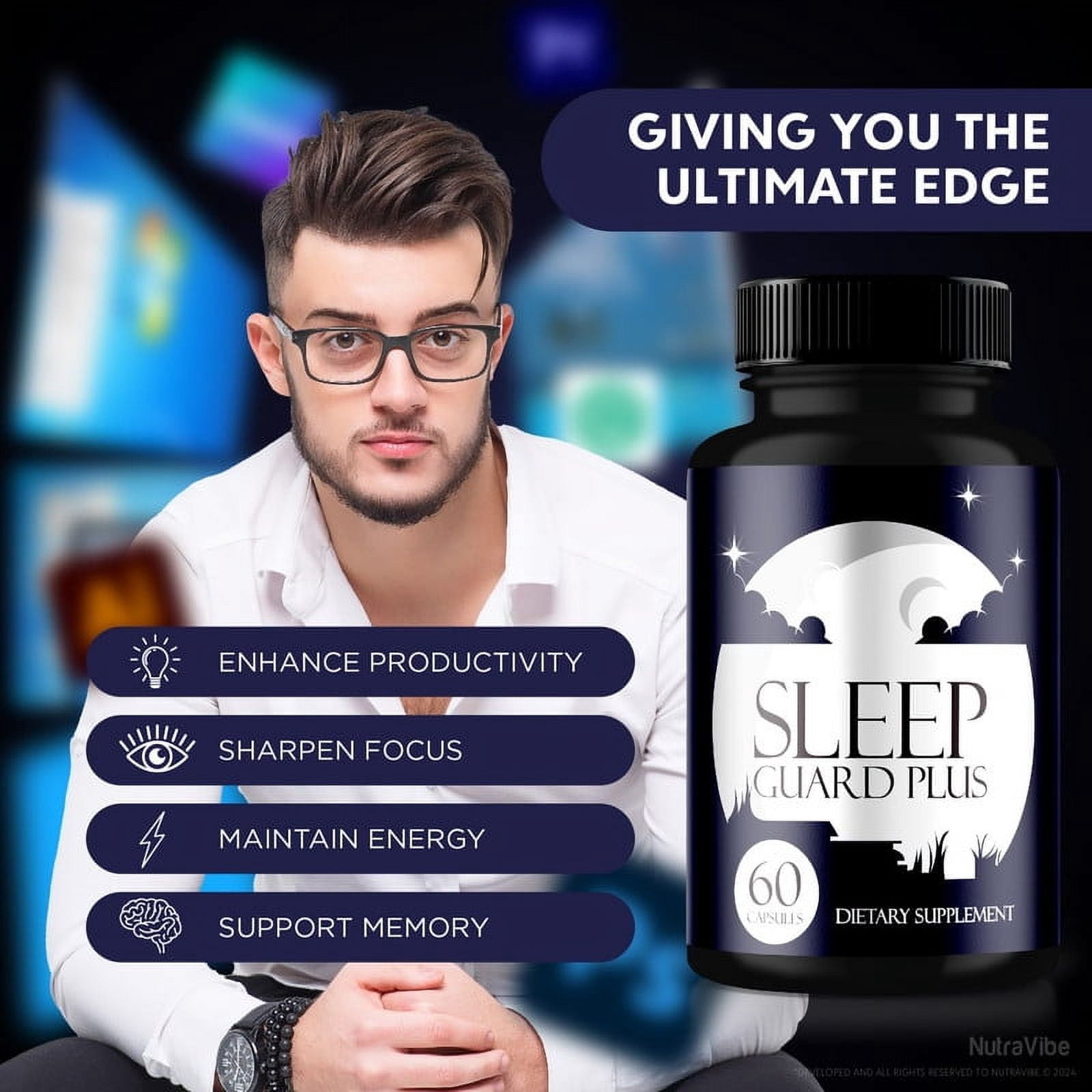 (2 Pack) Sleep Guard Plus Sleeping Aid Capsules, Sleep Guard + REM Sleep Support Supplement, Extra Strong Pills for a Relaxing and Calm Bedtime, All Natural, SleepGuardPlus Review (120 Capsules)