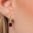 thumbnail image 3 of Gem Stone King 14K Yellow Gold Red Garnet and Lab Grown Diamond Earrings for Women | 3.65 Cttw | Gemstone January Birthstone | Emerald Cut 7X5MM, 3 of 6