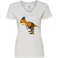 thumbnail image 3 of Inktastic T-Rex King of Oktoberfest Women's V-Neck T-Shirt, 3 of 5