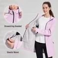 thumbnail image 3 of BALEAF Women's Long Rain Coat Packable Waterproof Windbreaker Lightweight Cycling Jacket with Hood Pastel purple XL, 3 of 7