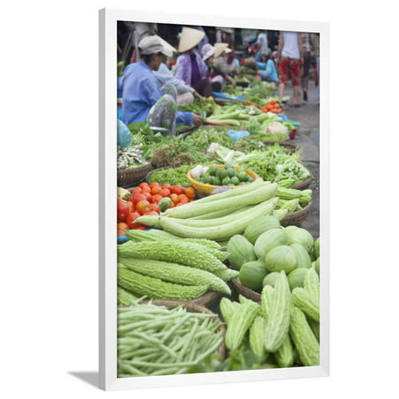Women Vendors Selling Vegetables at Market, Hoi An, Quang Nam, Vietnam, Indochina Framed Print Wall Art By Ian