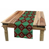 Ethnic Table Runner, Colorful Rhombuses with Ornamental Chevron Pattern Knitting Effect Design, Dining Room Kitchen Rectangular Runner, 3 Sizes, by Ambesonne