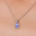 thumbnail image 3 of Gem Stone King 14K White Gold Blue Tanzanite and Pink Lab Grown Diamond Pendant Necklace for Women | 0.70 Cttw | Gemstone December Birthstone | Pear Shape 7X5MM | With 18 inch Chain, 3 of 6