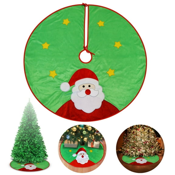 SUNRISEUMBRELLA Santa Claus Christmas Tree Skirt 42 inches in Diameter Christmas Tree Decoration Embroidered Christmas Time