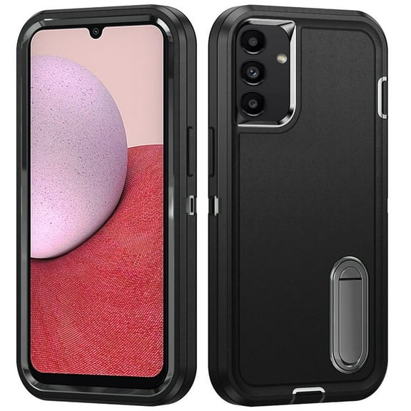 For Samsung Galaxy A14 5G Hybrid 3 Layers 3in1 Hard PC Shockproof with Kickstand Heavy Duty TPU Rubber Anti-Drop Cover ,Xpm Phone Case [ Black ]