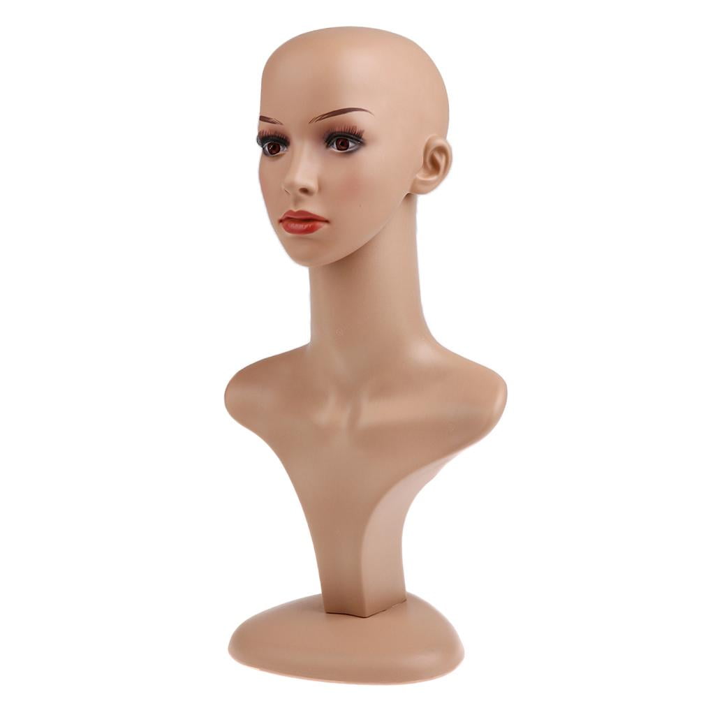 Dualoai 17.7" Plastic Wig Head - Tall Female Mannequin Head Wig Stand and Holder Model,