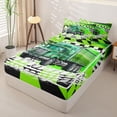 thumbnail image 2 of Castle Fairy Bold Truck Art Zipper Full Size Comforter Sets with Fitted Sheet and 2 Pillowcases,Vivid Lorry Graphic Zipper Bedding Set for Bedroom,Green,4pcs,Black Reversible, 2 of 6
