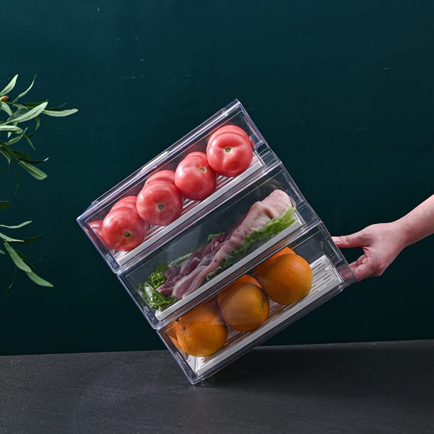 Organizador de nevera Diskary, 2 cajones, apilables, sin BPA