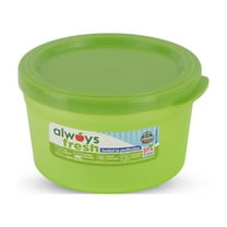 Compac Home Cylinder Bowl 8oz Light Green Plastic Food Storage Container with Lid, Portion Control