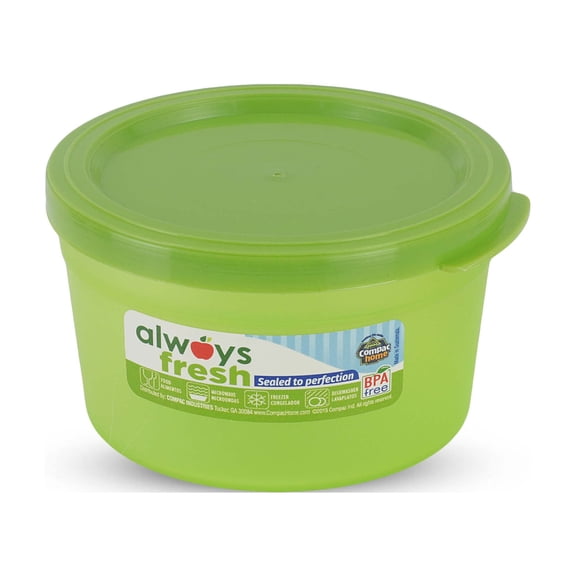 Compac Home Cylinder Bowl 8oz Light Green Plastic Food Storage Container with Lid, Portion Control