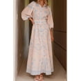 thumbnail image 6 of Women's Printed Balloon Sleeve Maxi Shirt Dress with Belt and Button Front 100% Polyester fabric for Everyday Wear, 6 of 13