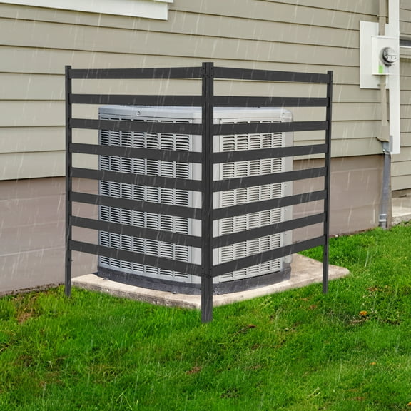 Durable AC Guard Fence with 38.5cm Stakes, Steel Pipe Frame and Weather-Resistant Finish, Shields Units from Hail/Snow, Enhances Yard Aesthetics and Safety