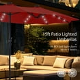 thumbnail image 3 of Alpha Joy 15ft Extra Large Outdoor Patio Double-Sided Umbrella with Solar Lights & Umbrella Base, Burgundy, 3 of 10