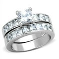 thumbnail image 2 of His & Hers Stainless Steel 3.75 Ct Cz Bridal Set & Men's Eternity Wedding Band Women's Women's Size 05 Men's 06mm Size 06, 2 of 4
