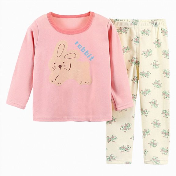 CAUYDY Little Kids Girls Pajamas Baby Outfits 2T 3T 4T 5T 24Months Fall Winter Long Sleeve Shirt and Pants 2Pcs Set Child Sleepers Toddler Clothing for Girl Sizes 3-4 Years,Pink