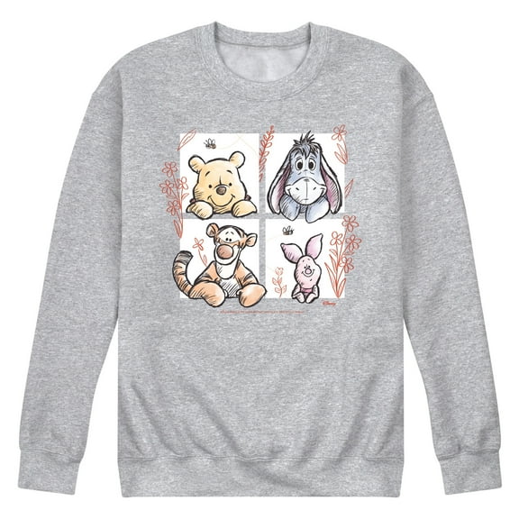 Winnie the Pooh - Character Grid Drawing - Men's Crew Fleece Sweatshirt